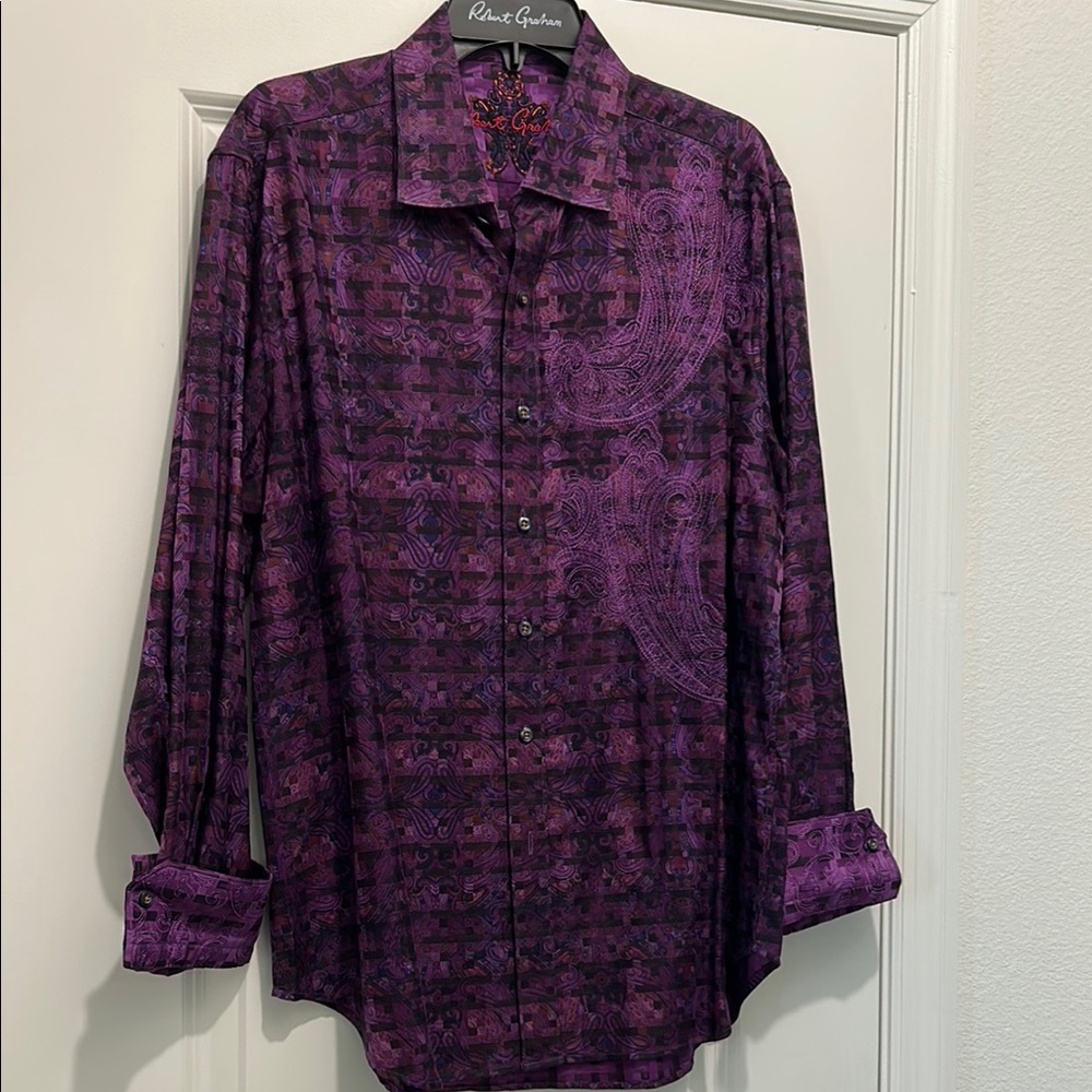 Robert Graham Embroiled Purple Men's Shirt